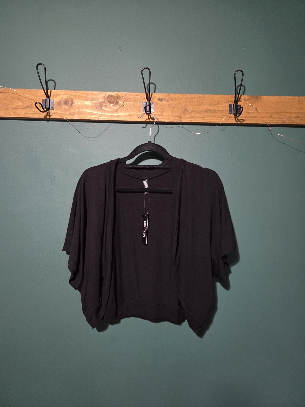 NWT Lock & Love Premium Black Cropped Bolero Shrug Open Front Cardigan Plus XXXL